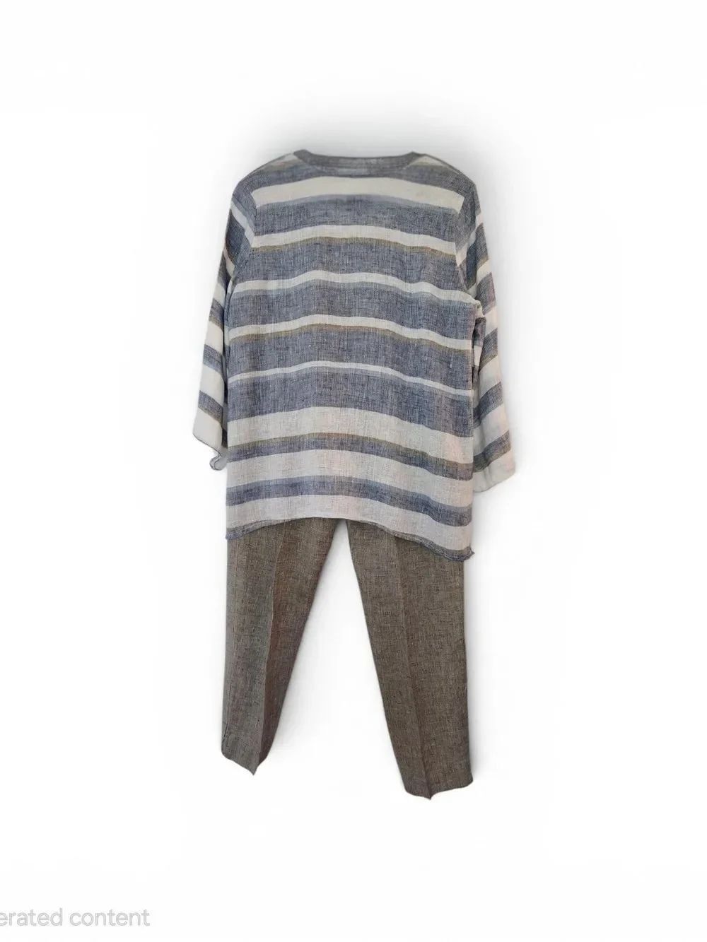Sartoria Saracena Made in Italy 100% Linen 2-Piece Tunic & Cropped Pant Set - Picture 2 of 16